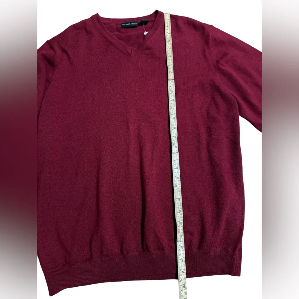 Daniel Gray 100%‎ Merino Wool V-Neck Sweater Men’s Size XL Maroon